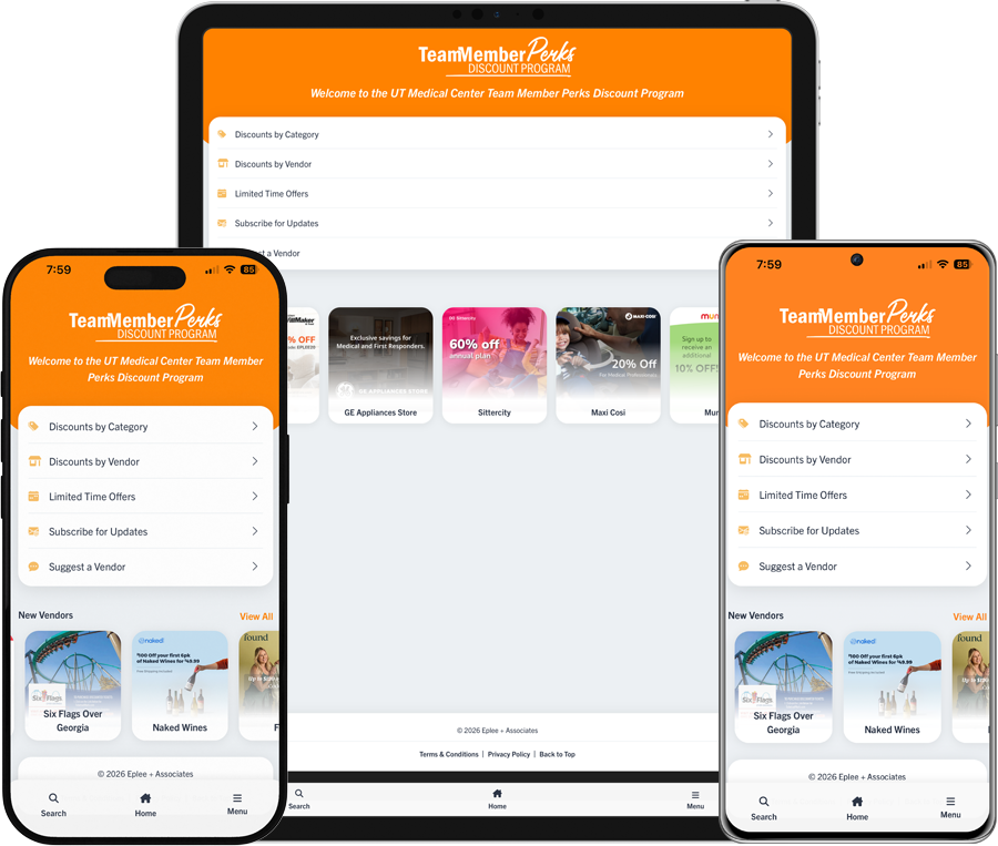 UT Medical Center Team Member Perks Discount Program Mobile App Screenshots